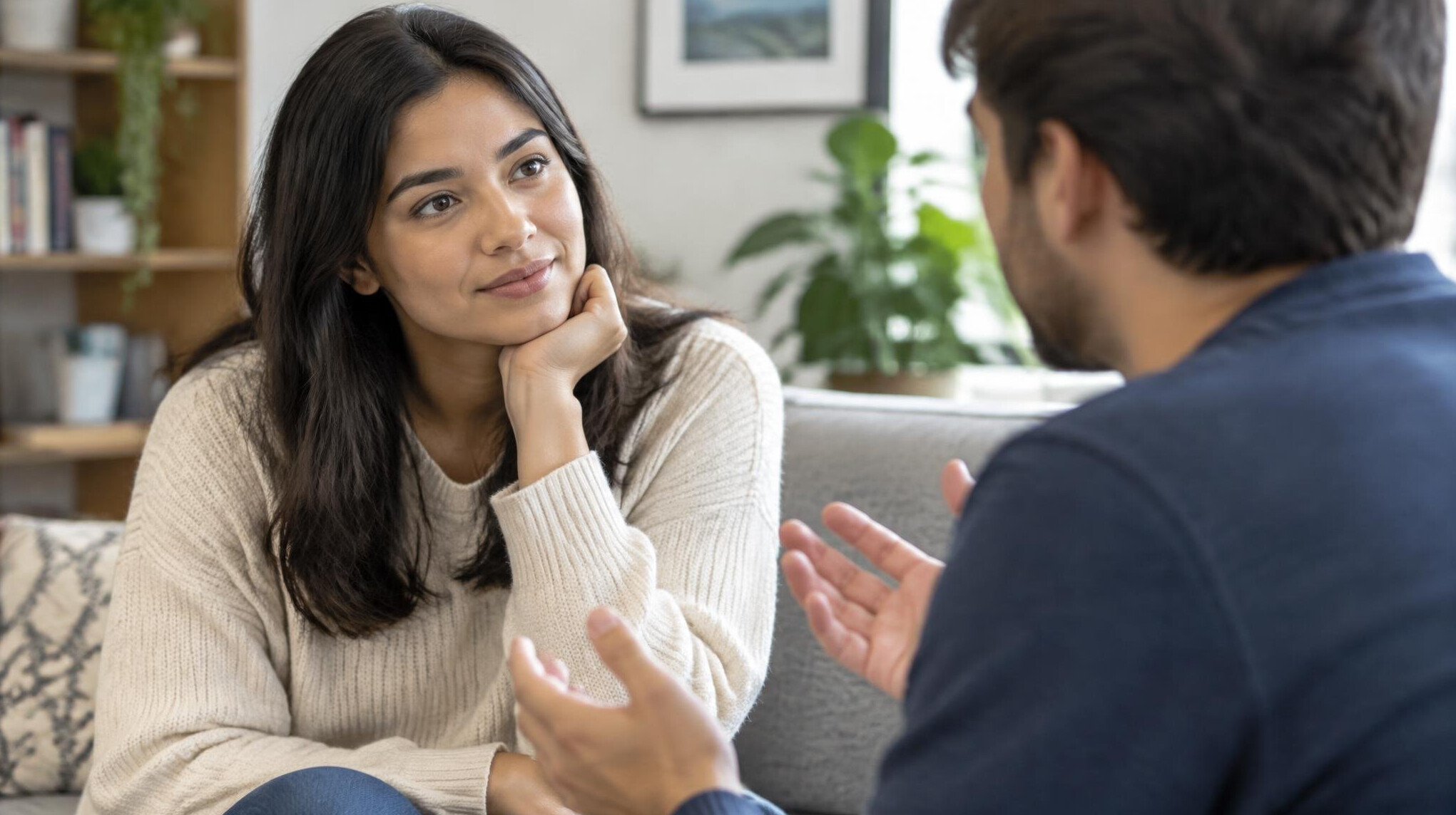 person listening intently to friend
